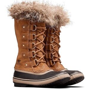 Sorel Joan of Arctic Boots Camel Brown Black Women’s Size 8 100% Suede